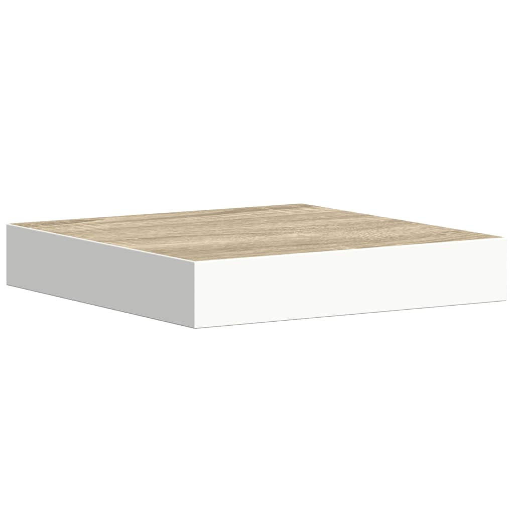Floating Wall Shelves 4 pcs Oak and White 23x23.5x3.8 cm MDF