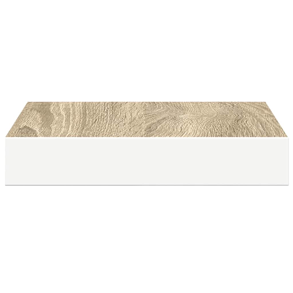 Floating Wall Shelves 4 pcs Oak and White 23x23.5x3.8 cm MDF