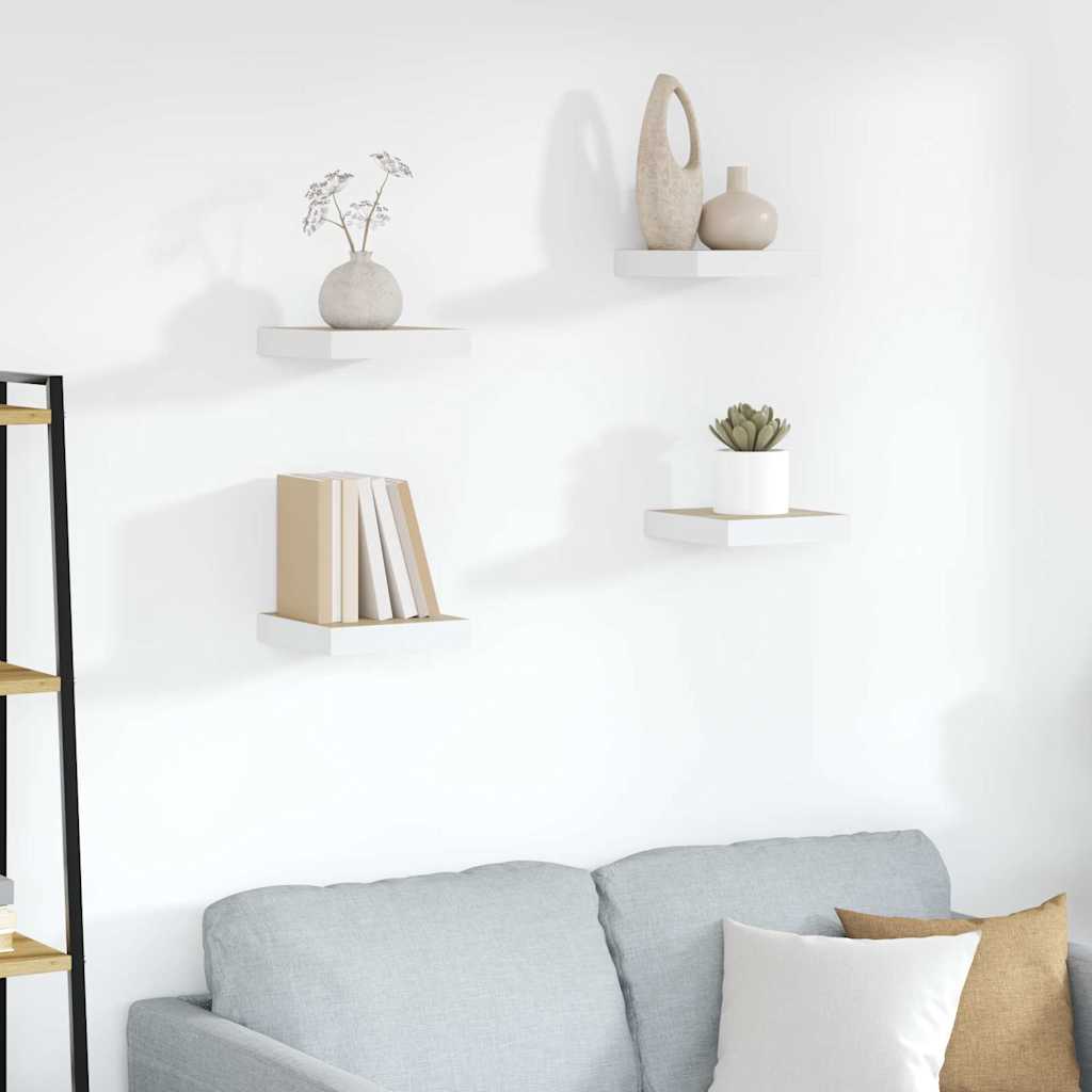 326569 vidaXL Floating Wall Shelves 4 pcs Oak and White 23x23,5x3,8 cm MDF