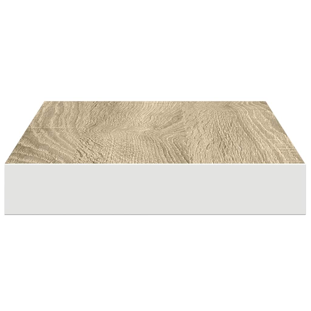 Floating Wall Shelf Oak and White 40x23.5x3.8 cm MDF