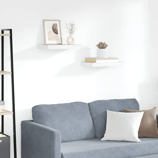 Floating Wall Shelves 2 pcs Oak and White 40x23.5x3.8 cm MDF