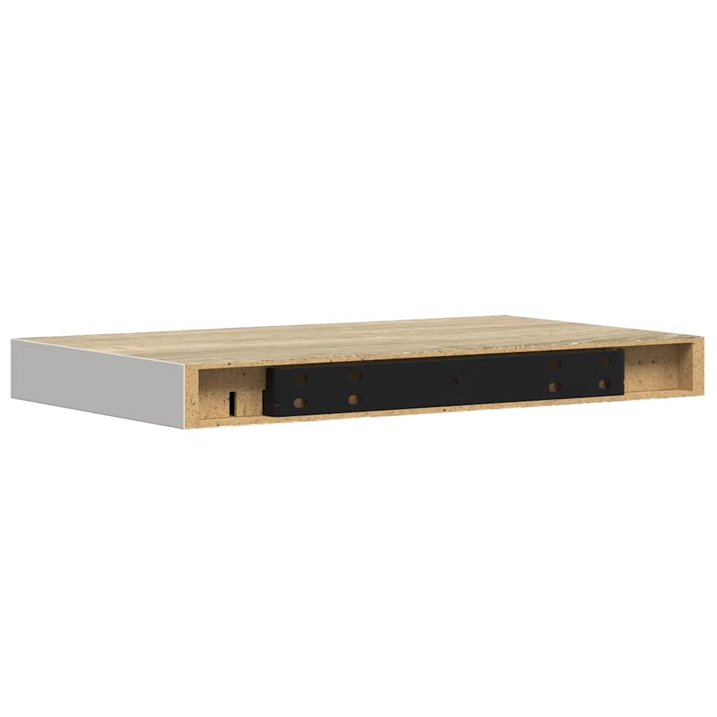 Floating Wall Shelves 4 pcs Oak and White 40x23x3.8 cm MDF