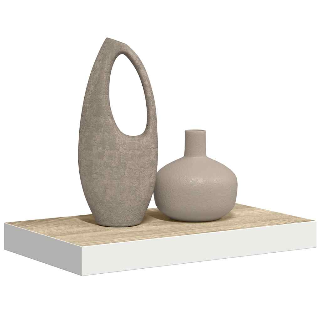 Floating Wall Shelf Oak and White 50x23x3.8 cm MDF