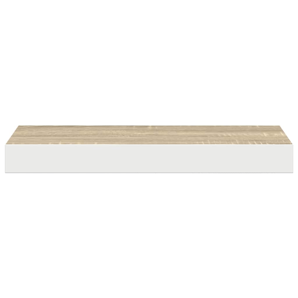 Floating Wall Shelf Oak and White 50x23x3.8 cm MDF