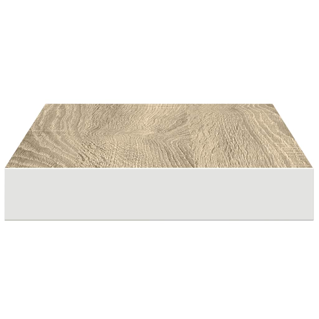 Floating Wall Shelf Oak and White 50x23x3.8 cm MDF