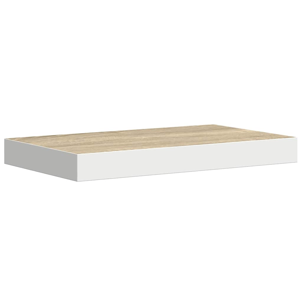 Floating Wall Shelves 2 pcs Oak and White 50x23x3.8 cm MDF