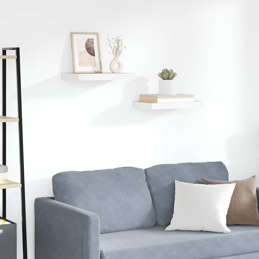 Floating Wall Shelves 2 pcs Oak and White 50x23.5x3.8 cm MDF