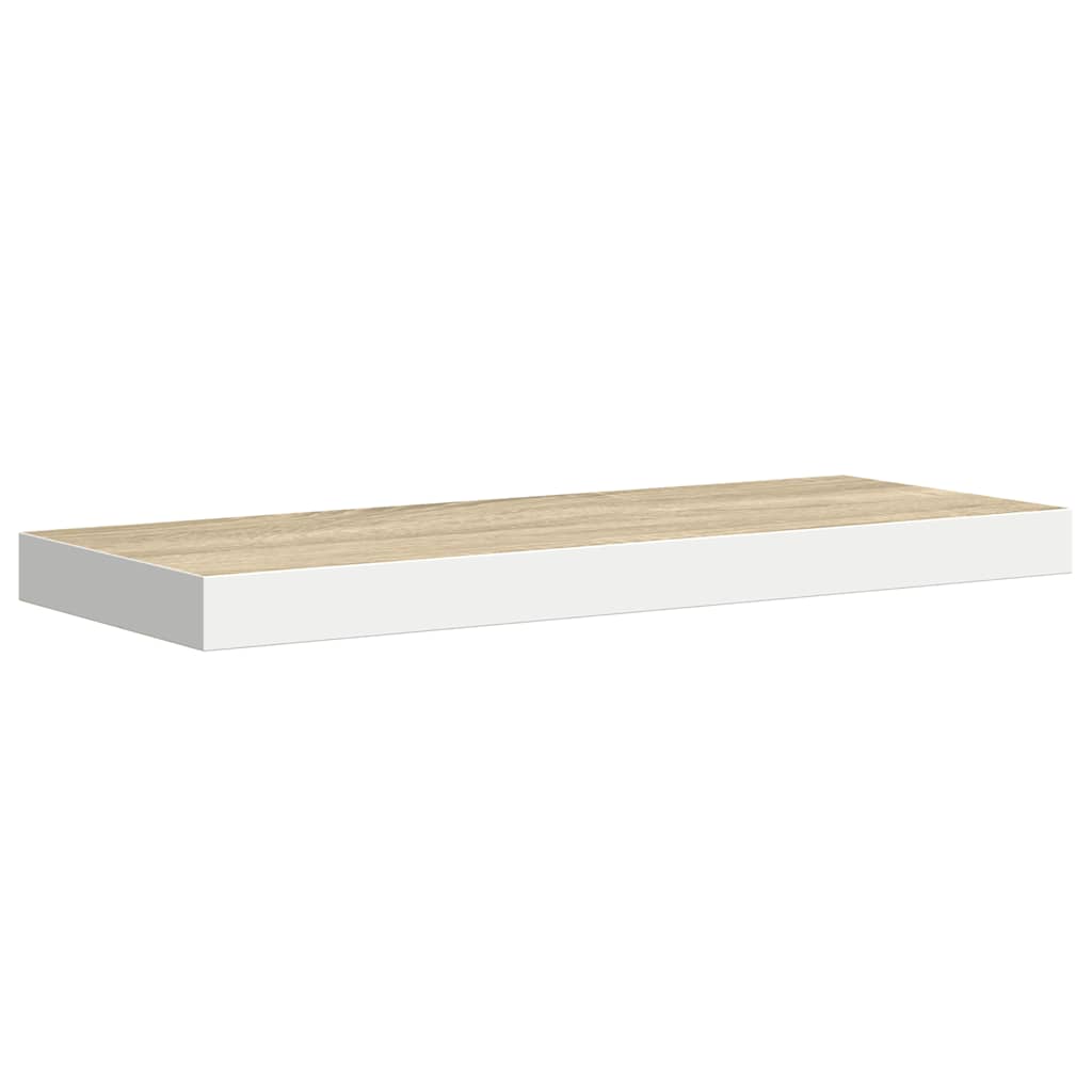 Floating Wall Shelf Oak and White 60x23.5x3.8 cm MDF