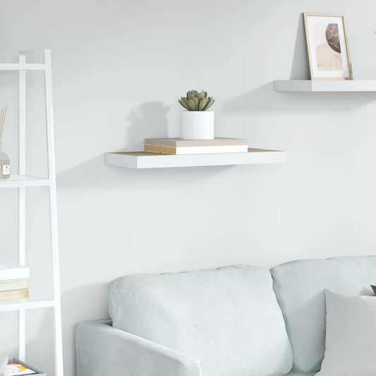 Floating Wall Shelf Oak and White 60x23.5x3.8 cm MDF