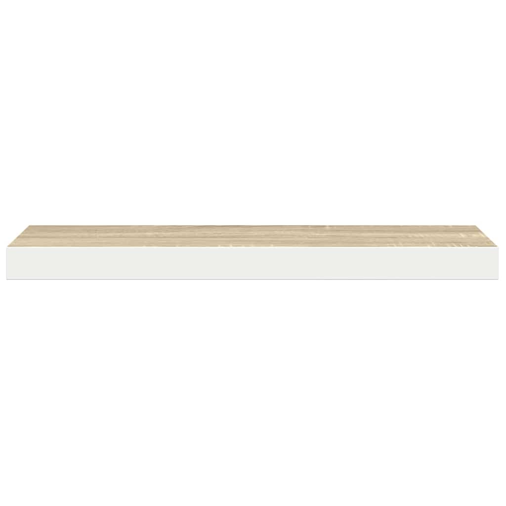 Floating Wall Shelves 2 pcs Oak and White 60x23.5x3.8 cm MDF