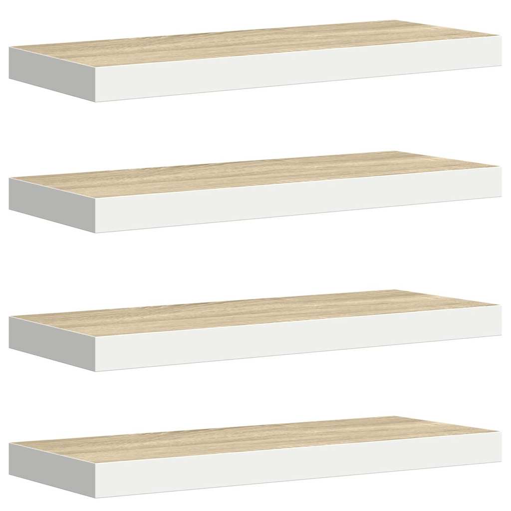 326578 vidaXL Floating Wall Shelves 4 pcs Oak and White 60x23,5x3,8 cm MDF