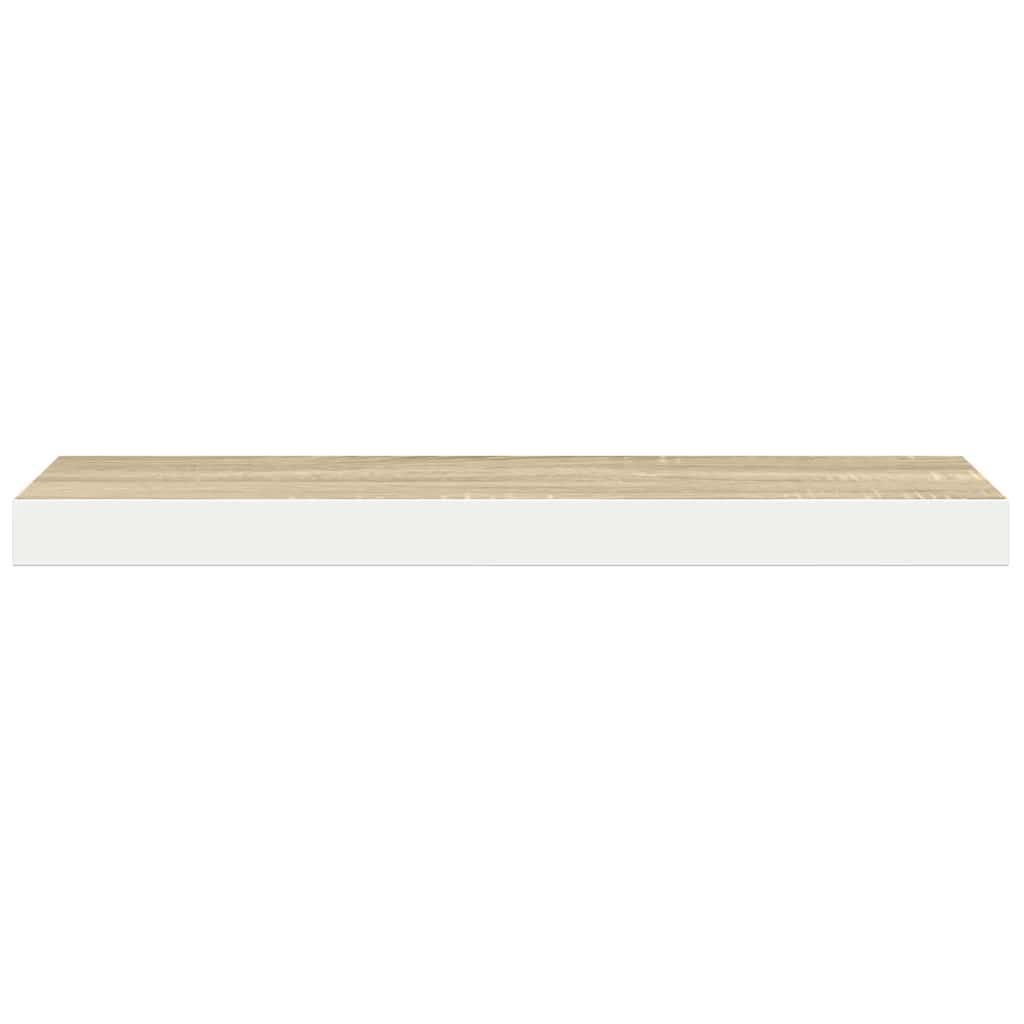 Floating Wall Shelves 4 pcs Oak and White 60x23.5x3.8 cm MDF