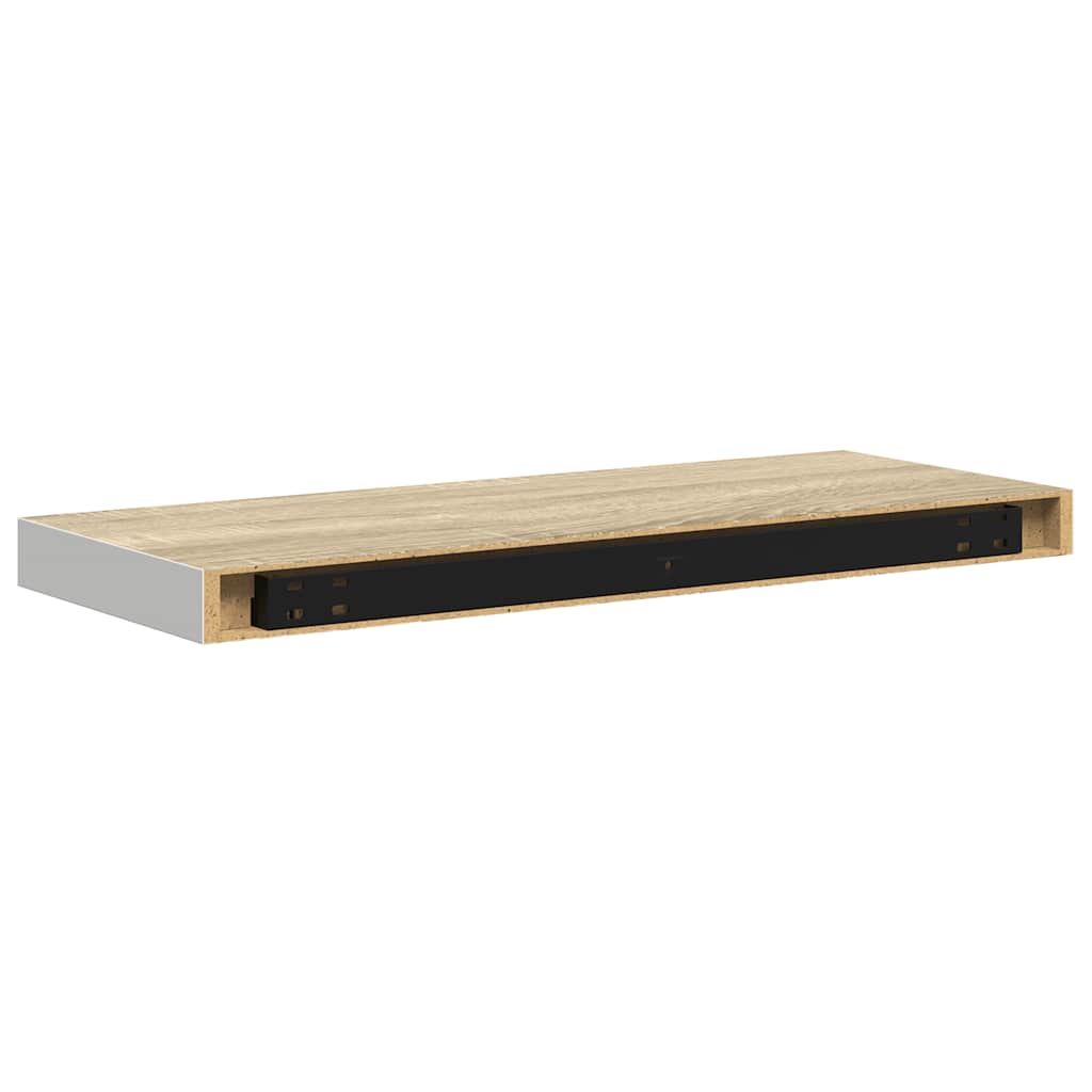 Floating Wall Shelves 4 pcs Oak and White 60x23.5x3.8 cm MDF