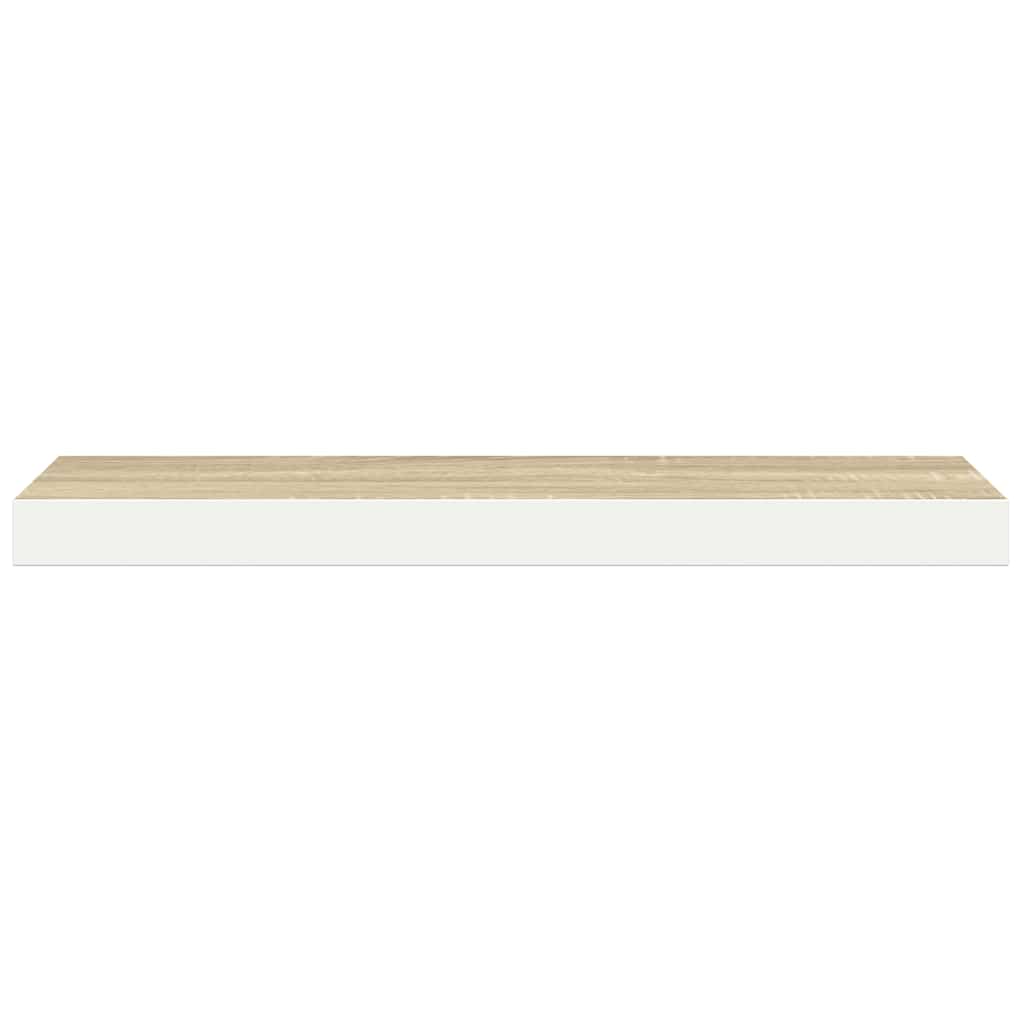 Floating Wall Shelf Oak and White 80x23.5x3.8 cm MDF