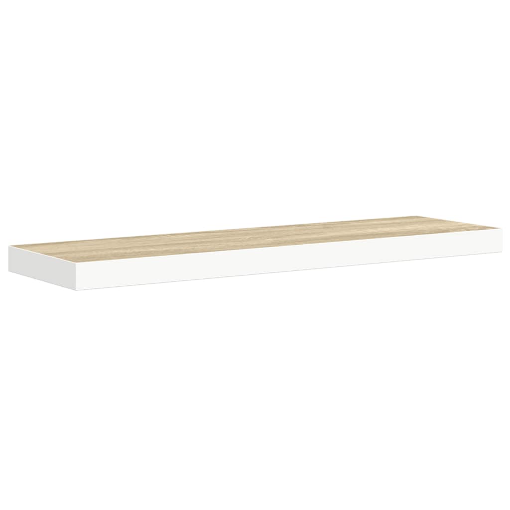 Floating Wall Shelves 2 pcs Oak and White 80x23.5x3.8 cm MDF