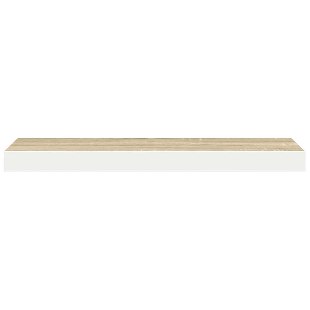 Floating Wall Shelves 2 pcs Oak and White 80x23.5x3.8 cm MDF