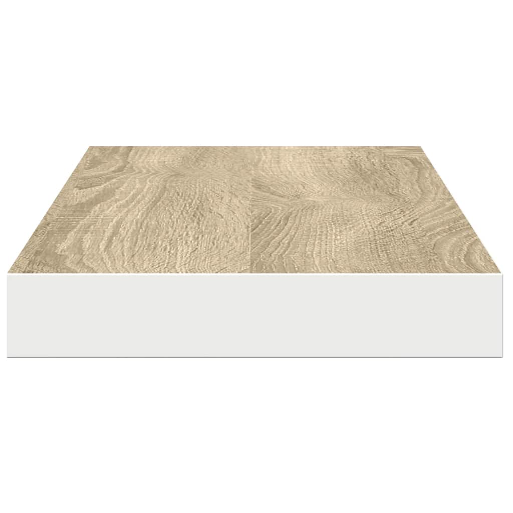 Floating Wall Shelves 2 pcs Oak and White 80x23.5x3.8 cm MDF