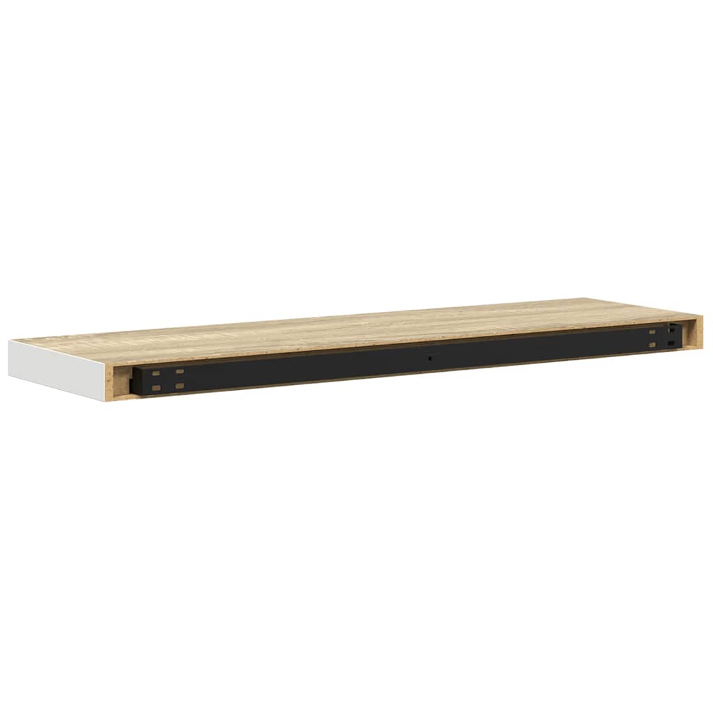 Floating Wall Shelves 2 pcs Oak and White 80x23.5x3.8 cm MDF