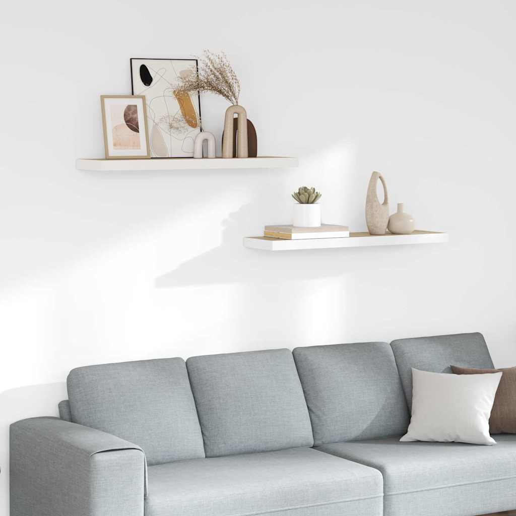 326580 vidaXL Floating Wall Shelves 2 pcs Oak and White 80x23,5x3,8 cm MDF