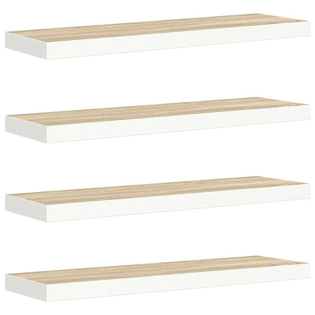326581 vidaXL Floating Wall Shelves 4 pcs Oak and White 80x23,5x3,8 cm MDF