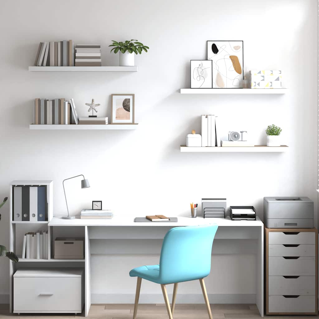 Floating Wall Shelves 4 pcs Oak and White 80x23.5x3.8 cm MDF