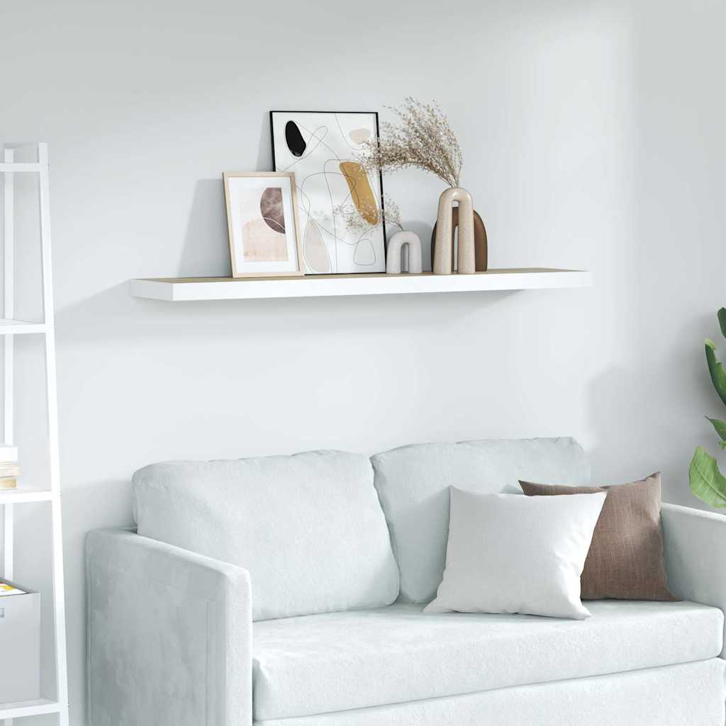 326582 vidaXL Floating Wall Shelf Oak and White 90x23,5x3,8 cm MDF