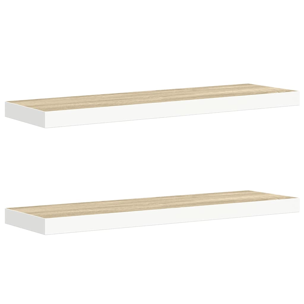 326583 vidaXL Floating Wall Shelves 2 pcs Oak and White 90x23,5x3,8 cm MDF