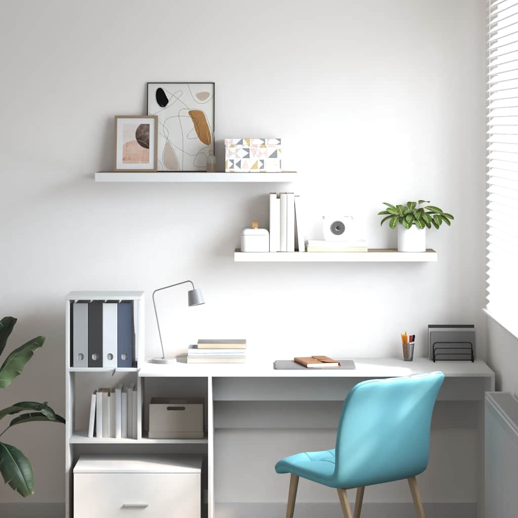 Floating Wall Shelves 2 pcs Oak and White 90x23.5x3.8 cm MDF