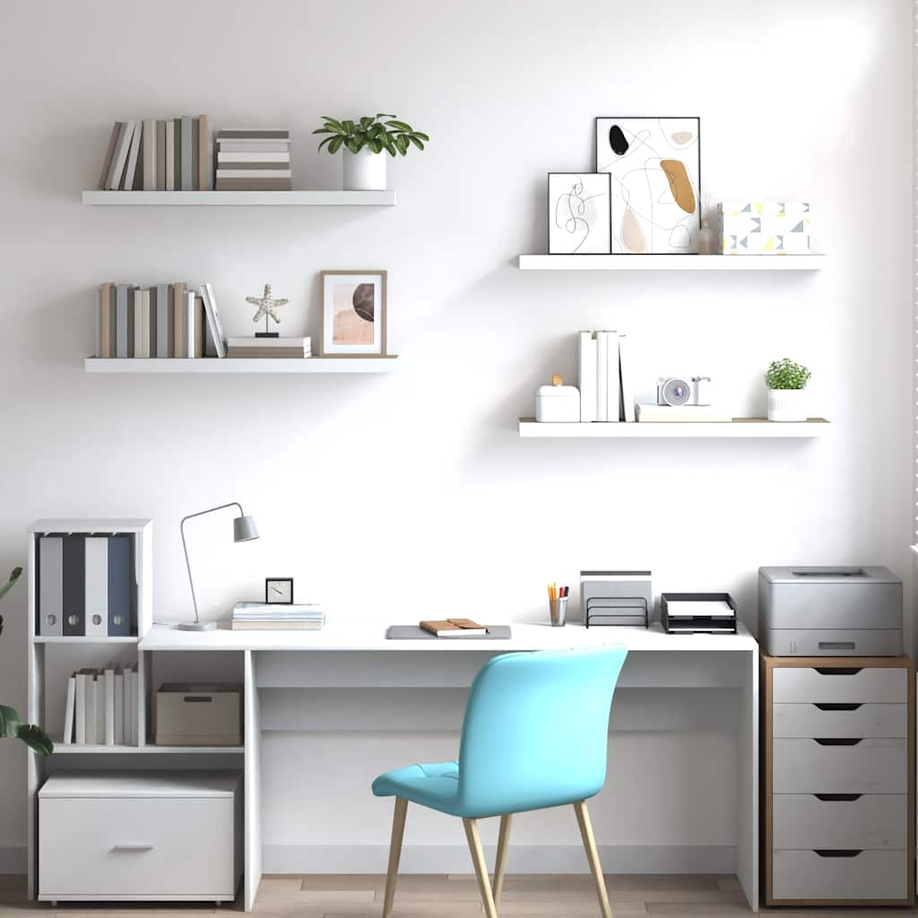 Floating Wall Shelves 4 pcs Oak and White 90x23.5x3.8 cm MDF