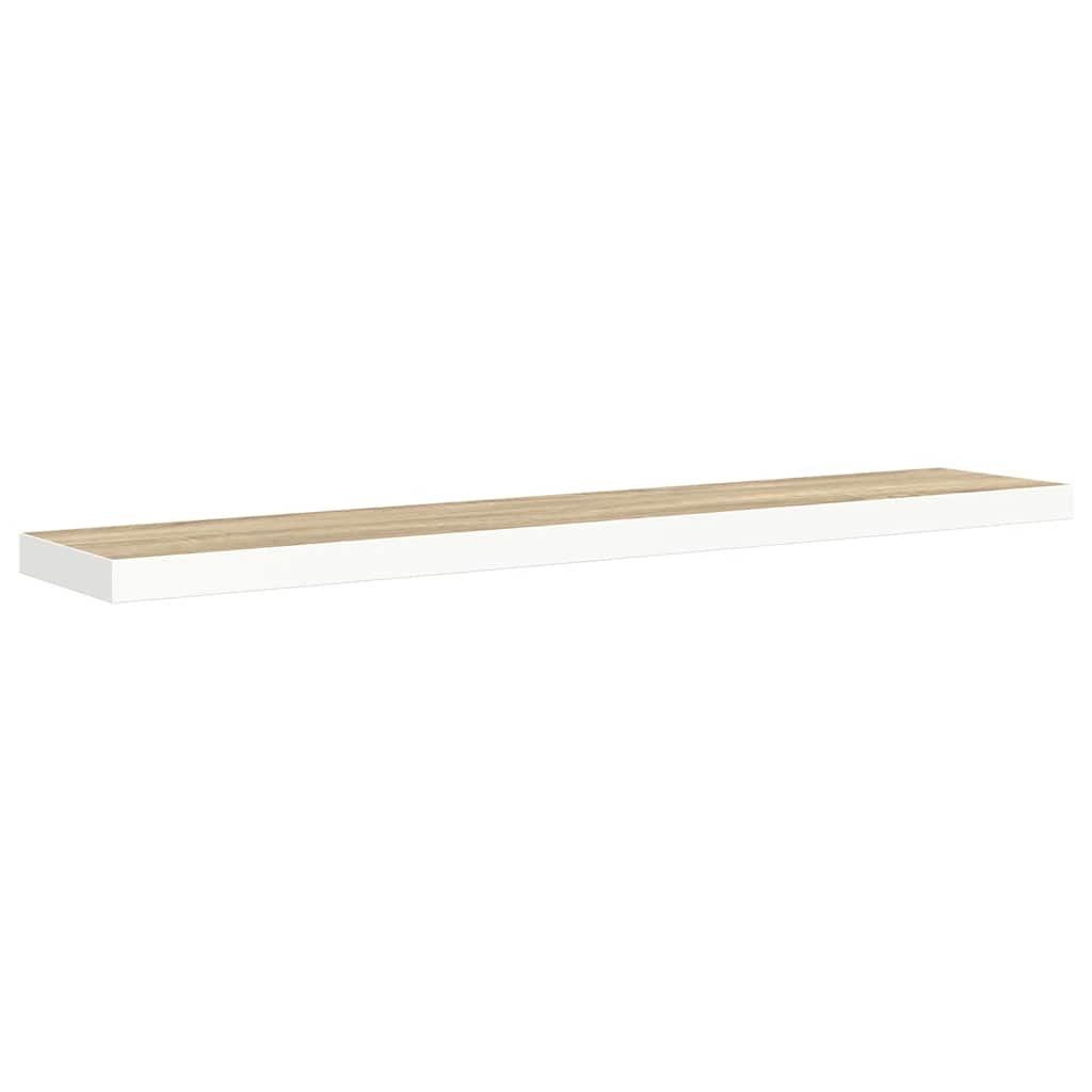 Floating Wall Shelf Oak and White 120x23.5x3.8 cm MDF