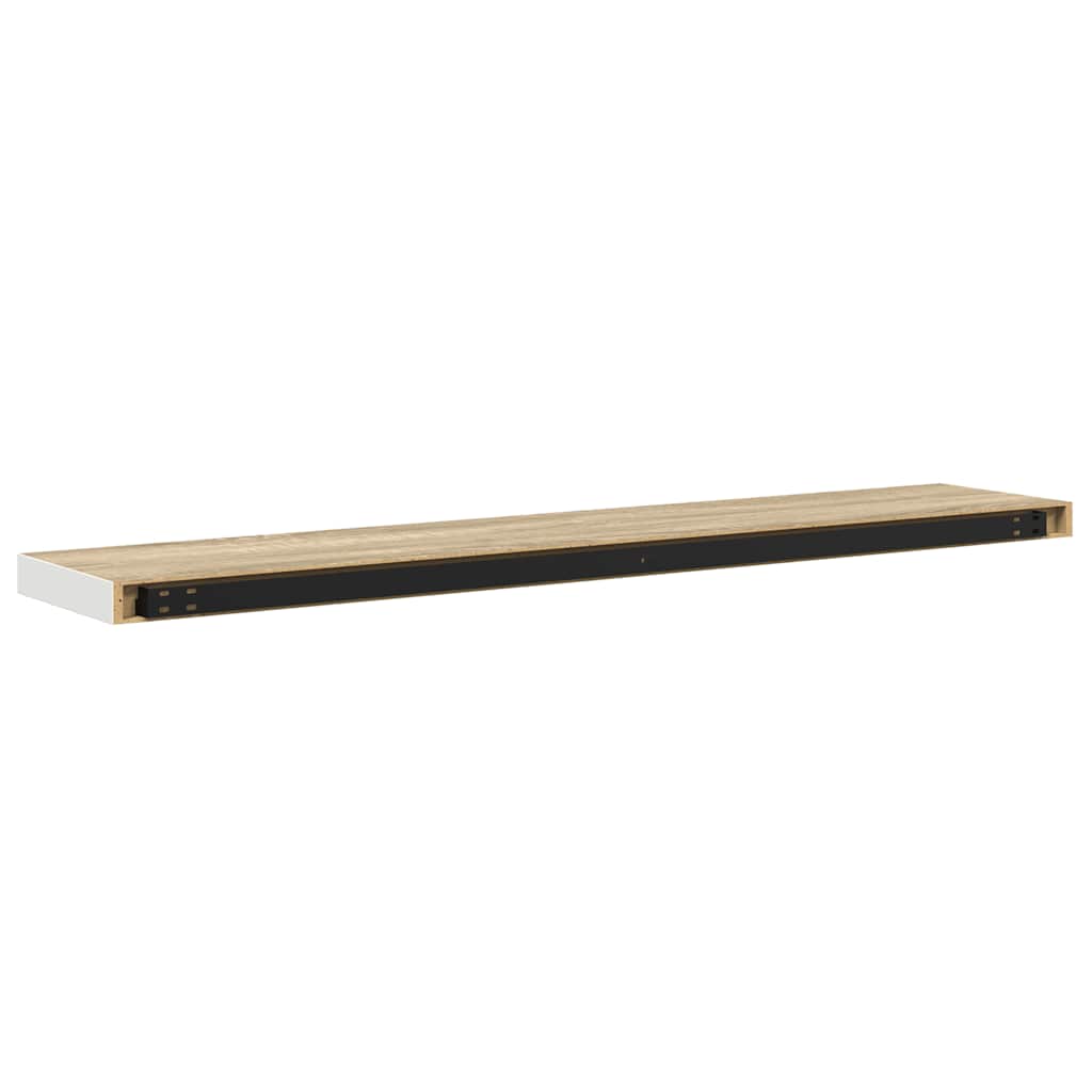 Floating Wall Shelf Oak and White 120x23.5x3.8 cm MDF