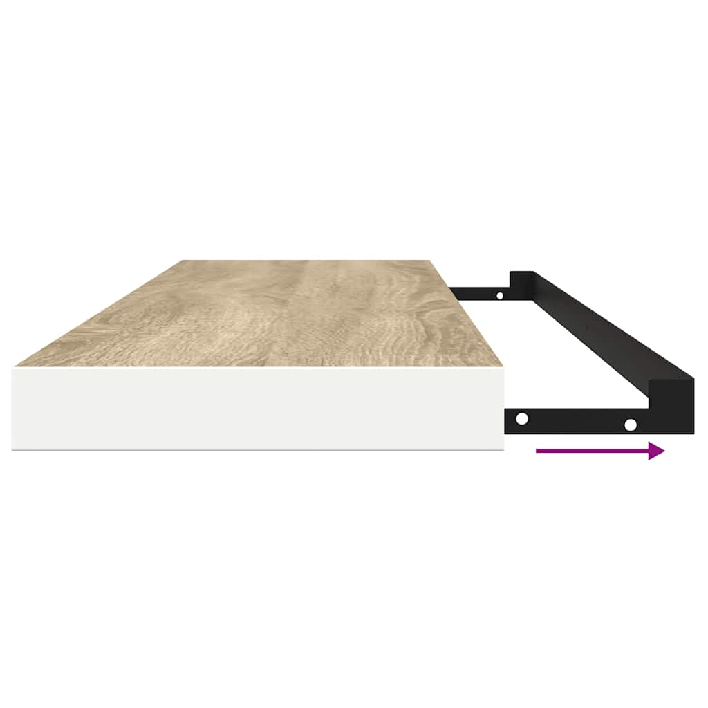 Floating Wall Shelves 2 pcs Oak and White 120x23.5x3.8 cm MDF