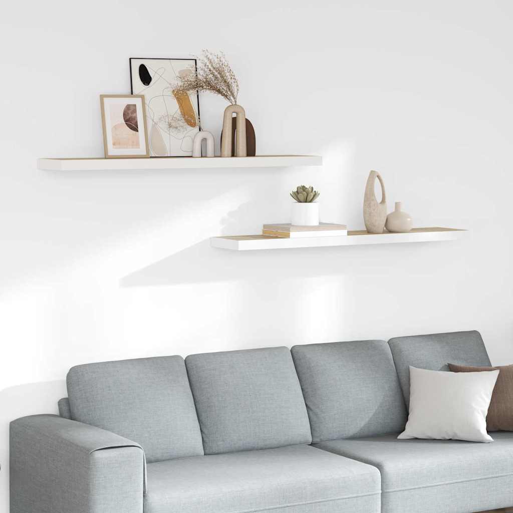 326586 vidaXL Floating Wall Shelves 2 pcs Oak and White 120x23,5x3,8 cm MDF