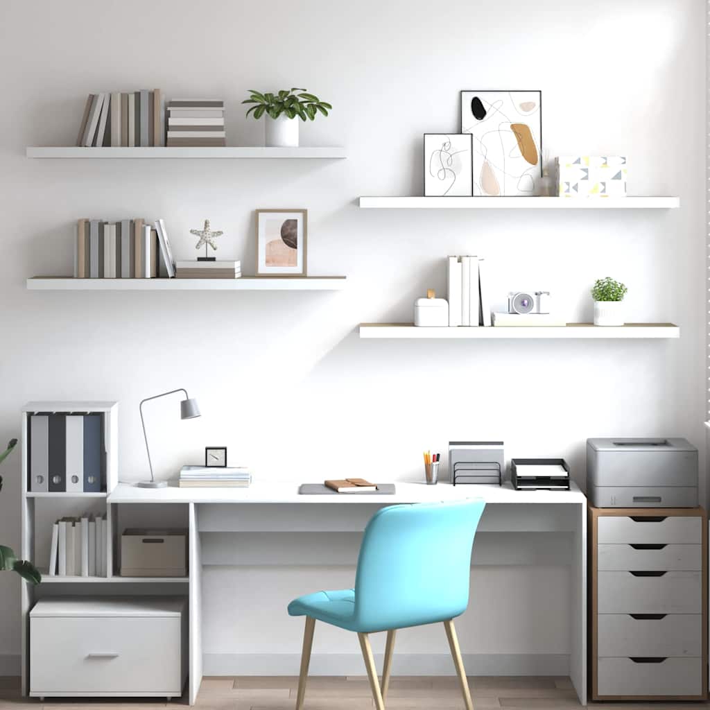 326587 vidaXL Floating Wall Shelves 4 pcs Oak and White 120x23,5x3,8 cm MDF