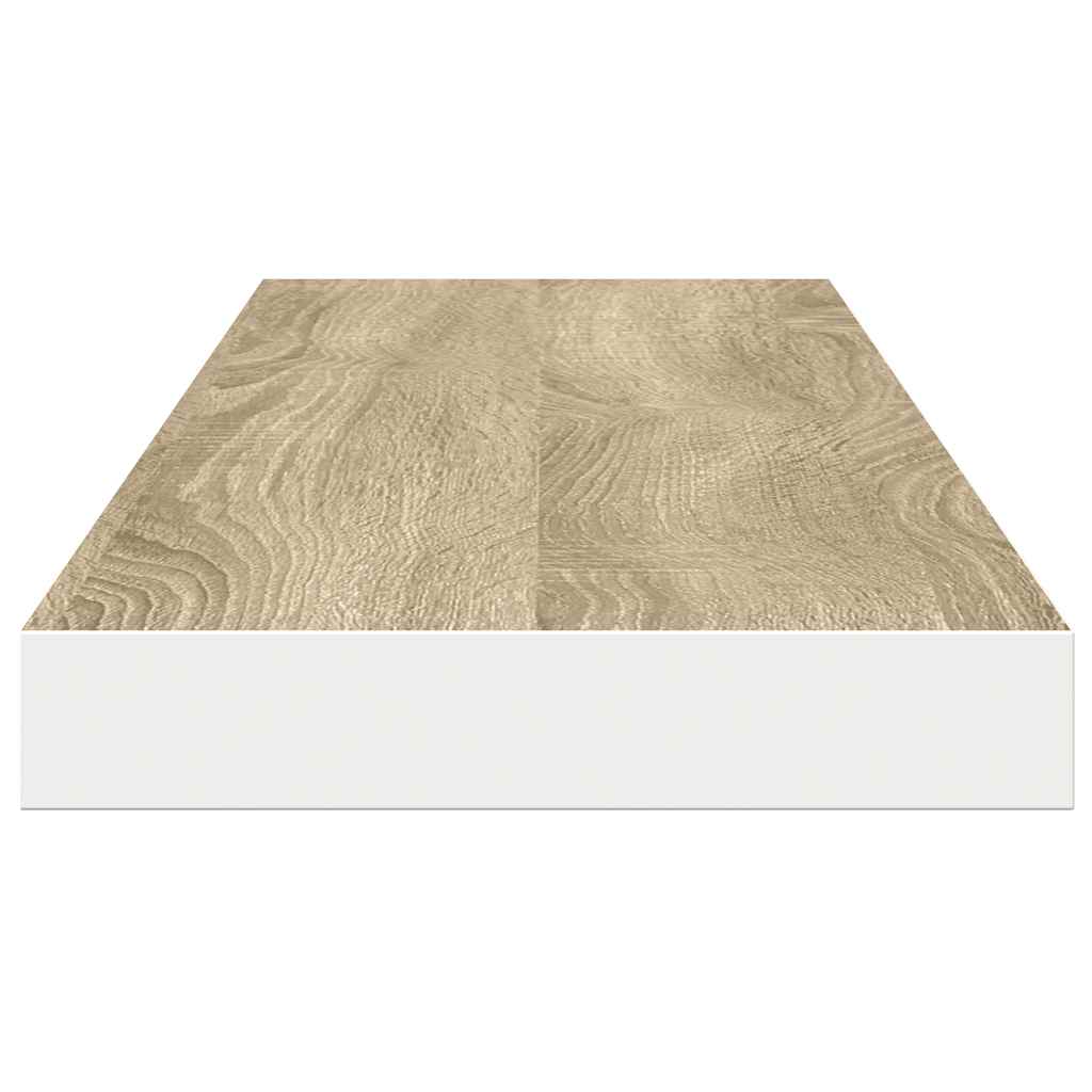 Floating Wall Shelves 4 pcs Oak and White 120x23.5x3.8 cm MDF