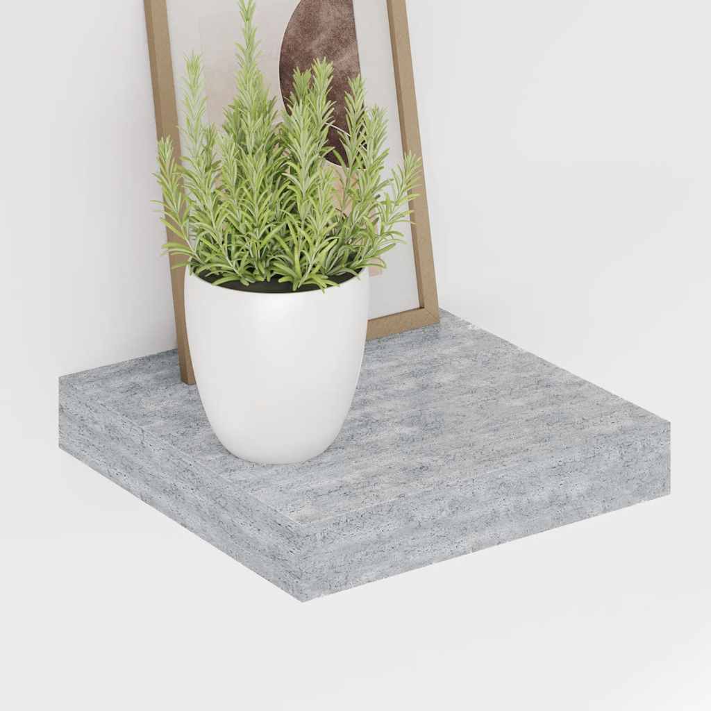 Floating Wall Shelf Concrete Grey 23x23.5x3.8 cm MDF