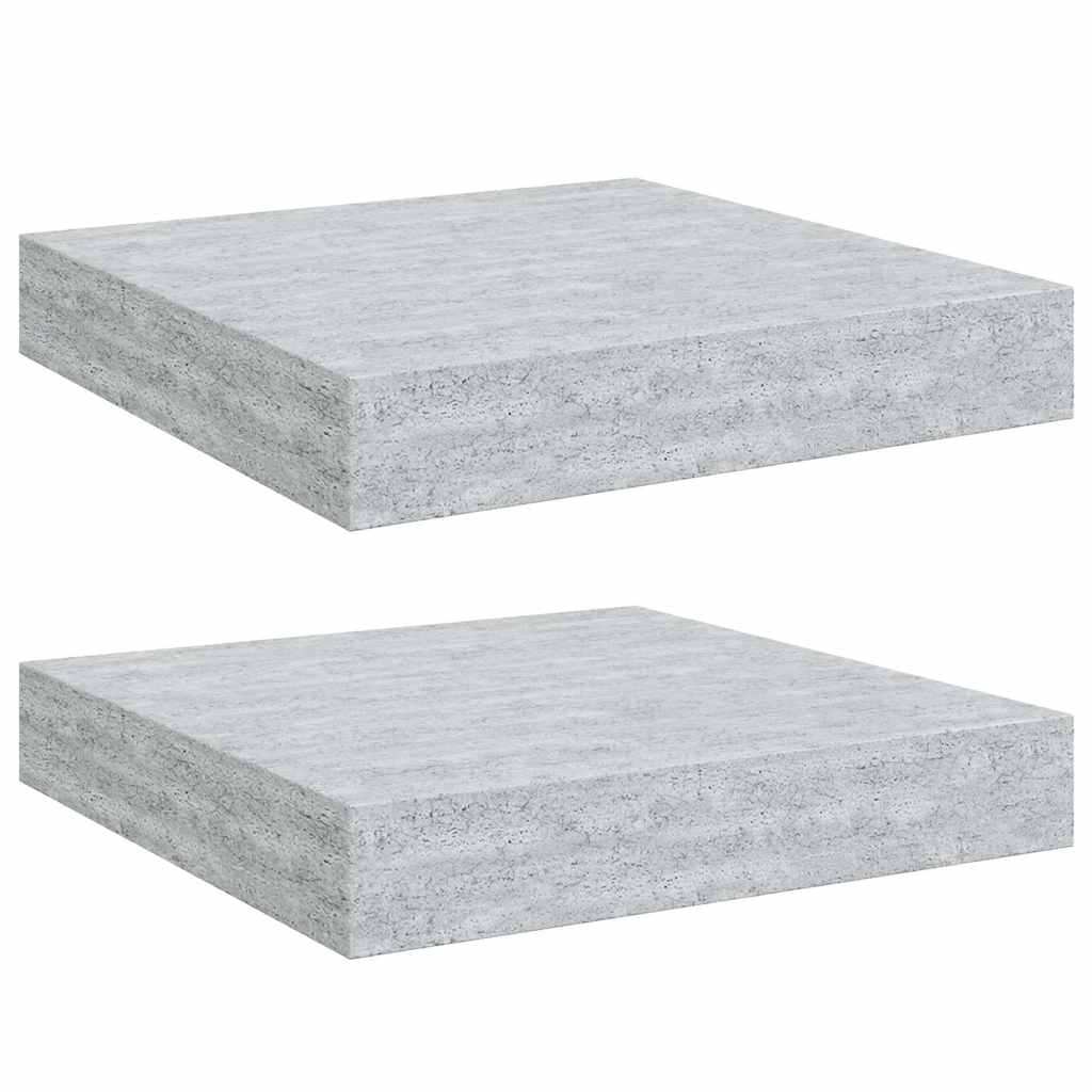 Floating Wall Shelves 2 pcs Concrete Grey 23x23.5x3.8 cm MDF
