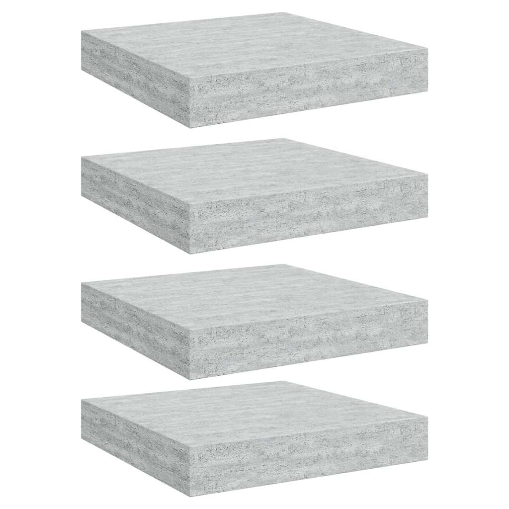 Floating Wall Shelves 4 pcs Concrete Grey 23x23.5x3.8 cm MDF