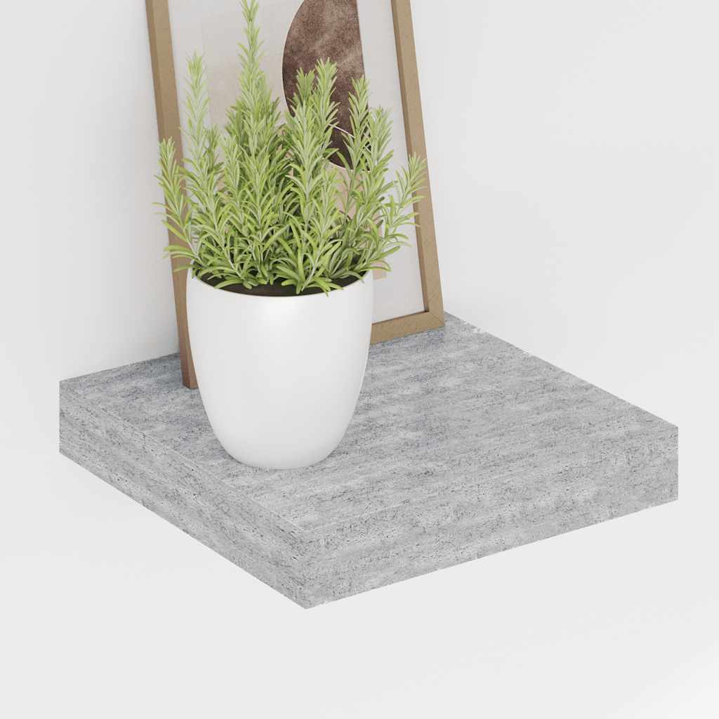 Floating Wall Shelves 4 pcs Concrete Grey 23x23.5x3.8 cm MDF