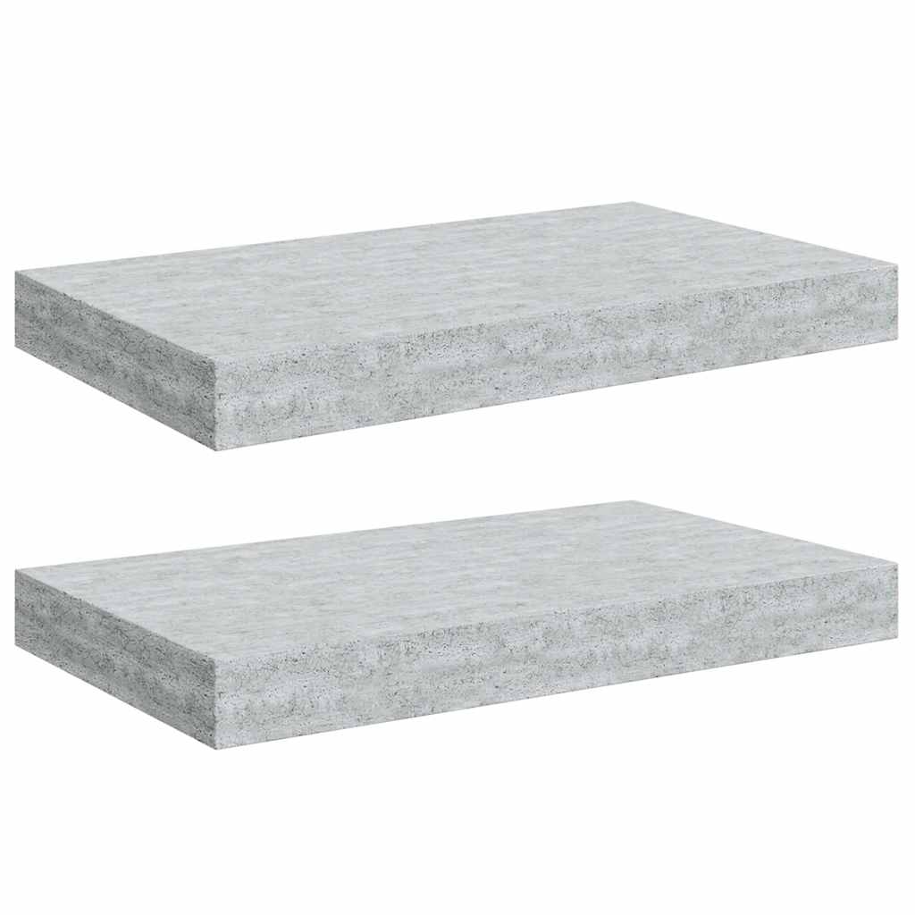 Floating Wall Shelves 2 pcs Concrete Grey 40x23x3.8 cm MDF