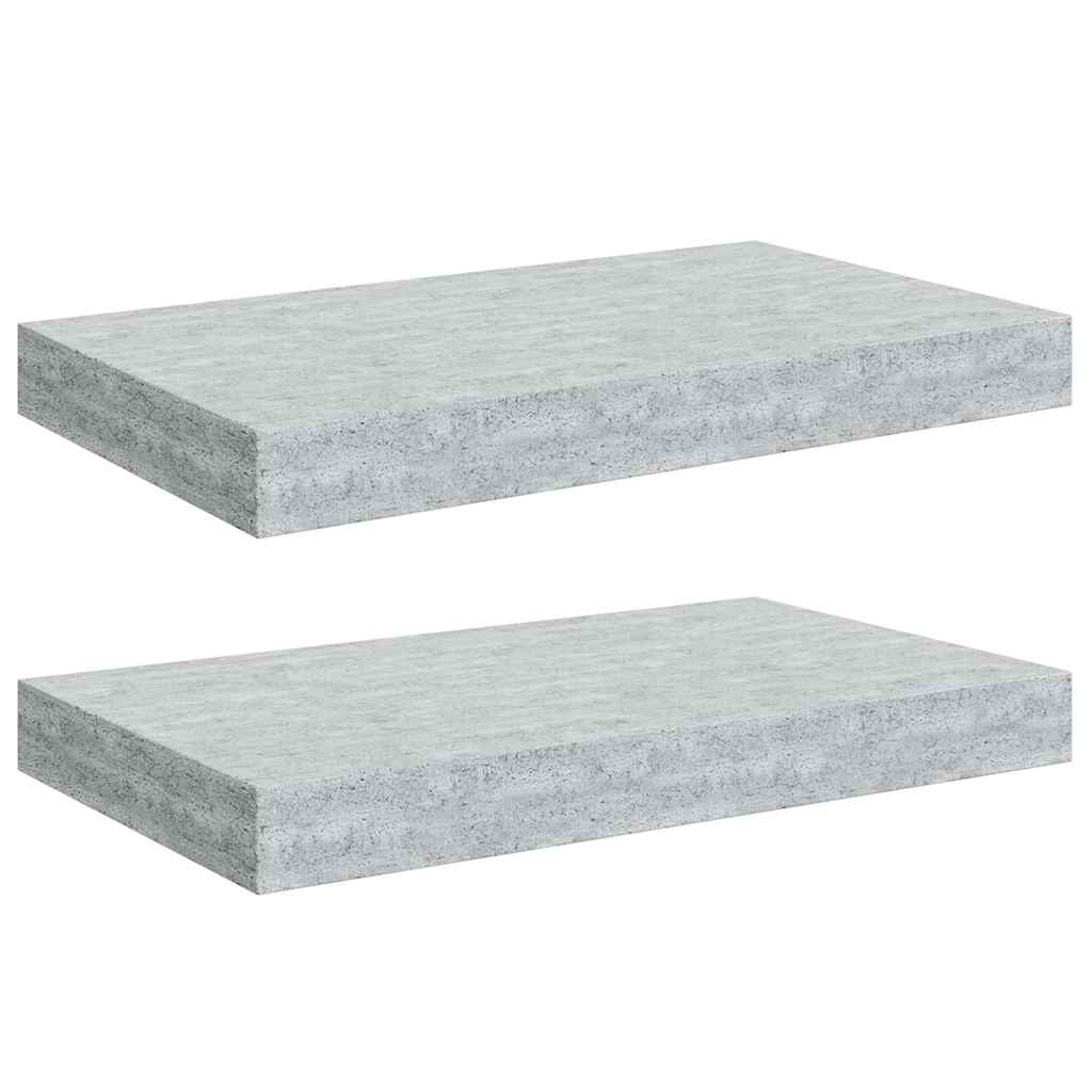 Floating Wall Shelves 2 pcs Concrete Grey 40x23x3.8 cm MDF