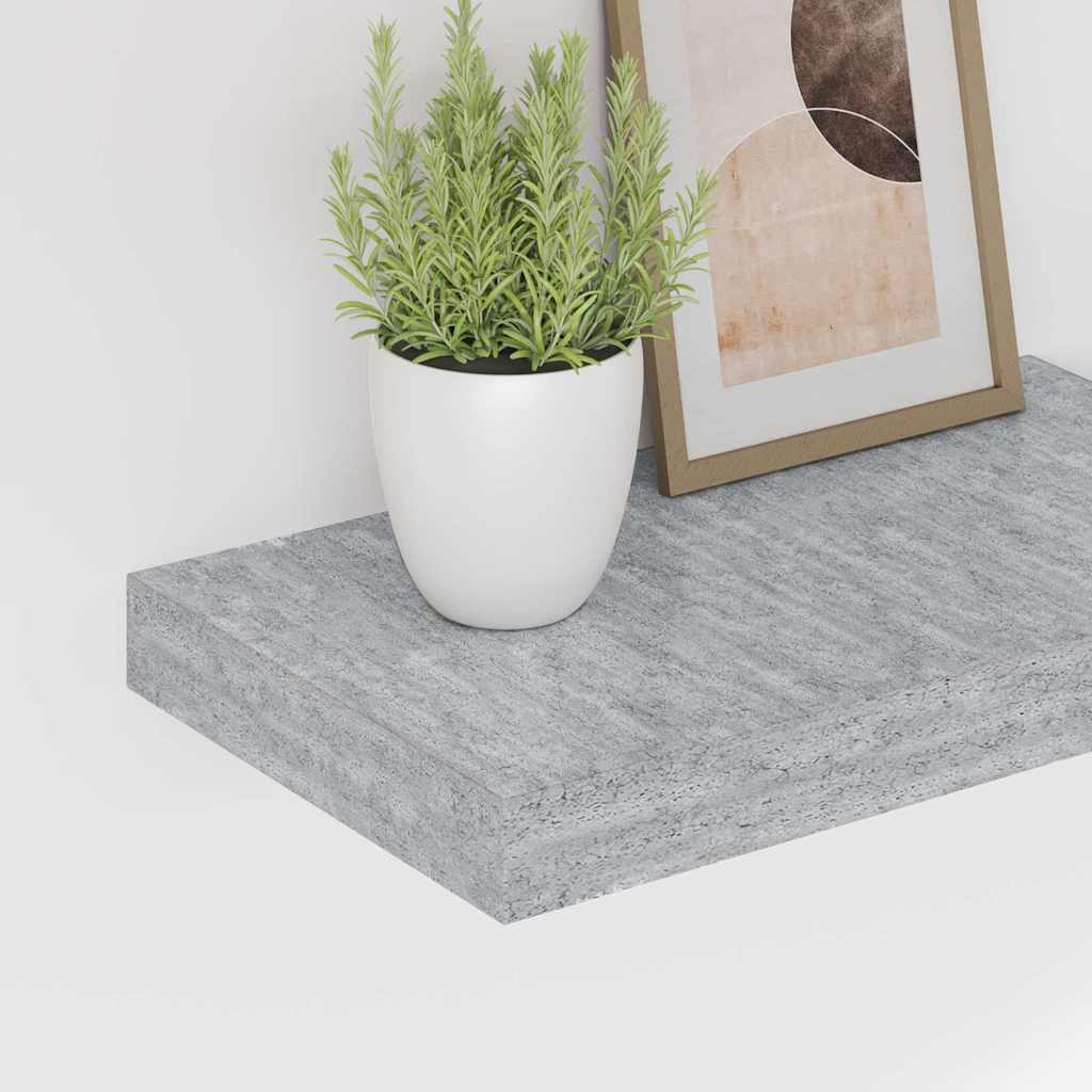 Floating Wall Shelves 2 pcs Concrete Grey 40x23.5x3.8 cm MDF