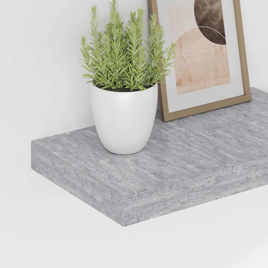 Floating Wall Shelves 2 pcs Concrete Grey 40x23x3.8 cm MDF