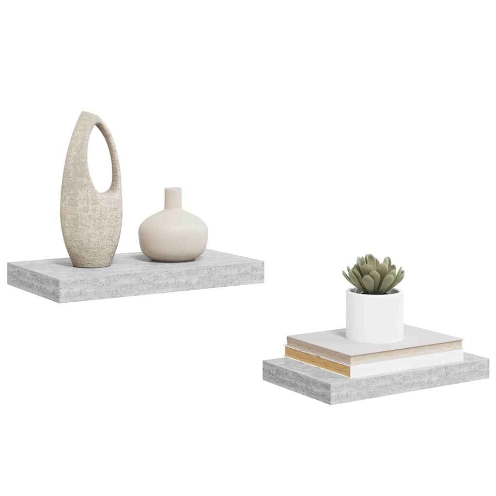 Floating Wall Shelves 2 pcs Concrete Grey 40x23x3.8 cm MDF