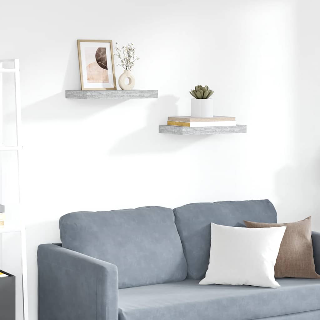 Floating Wall Shelves 2 pcs Concrete Grey 40x23x3.8 cm MDF