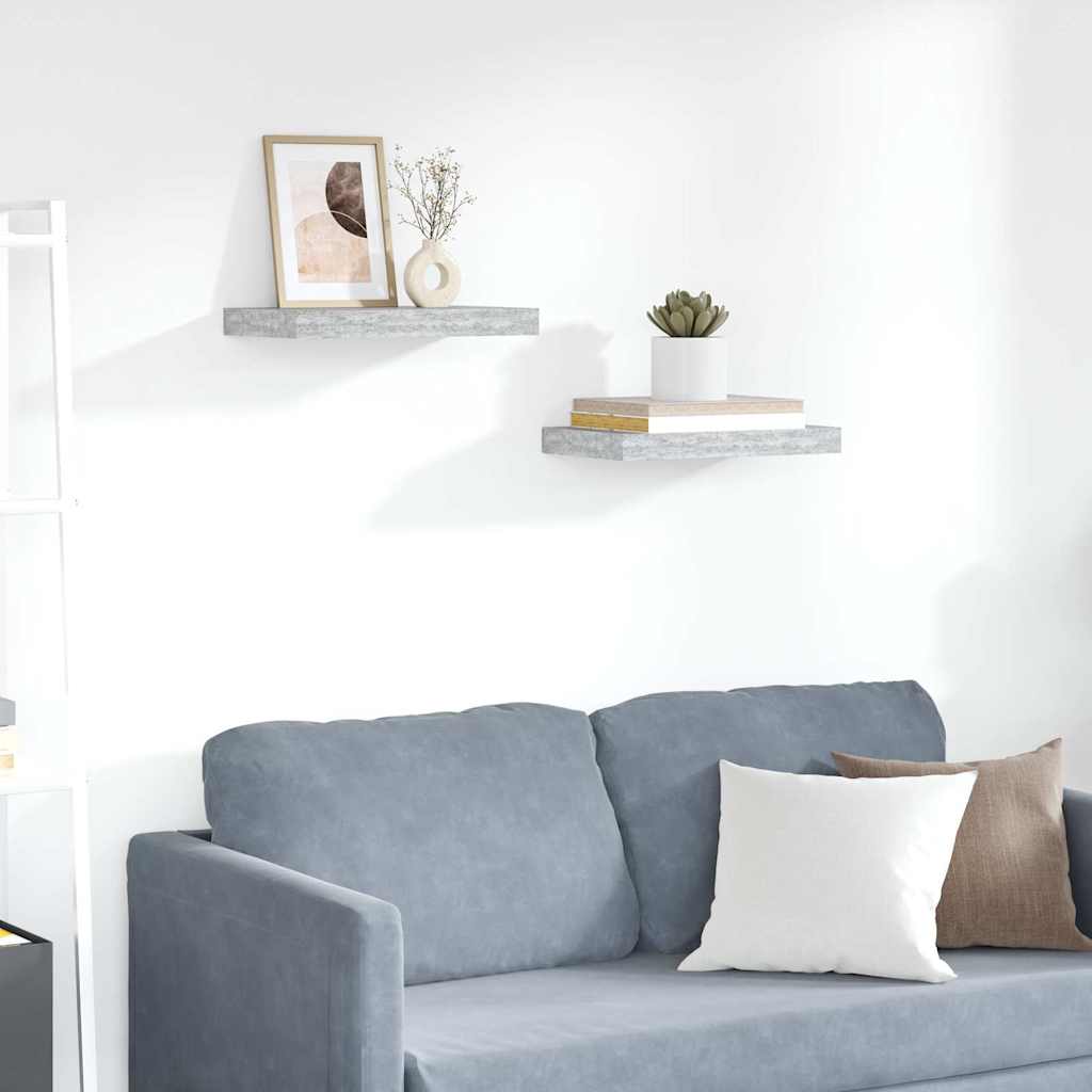 Floating Wall Shelves 2 pcs Concrete Grey 40x23.5x3.8 cm MDF