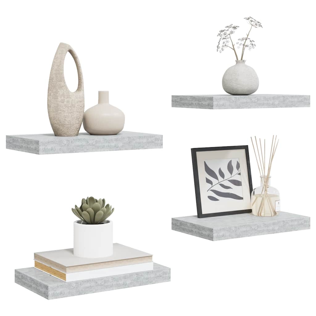 Floating Wall Shelves 4 pcs Concrete Grey 40x23x3.8 cm MDF