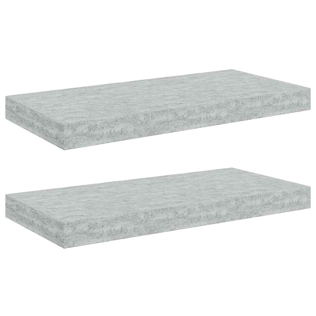 Floating Wall Shelves 2 pcs Concrete Grey 50x23x3.8 cm MDF