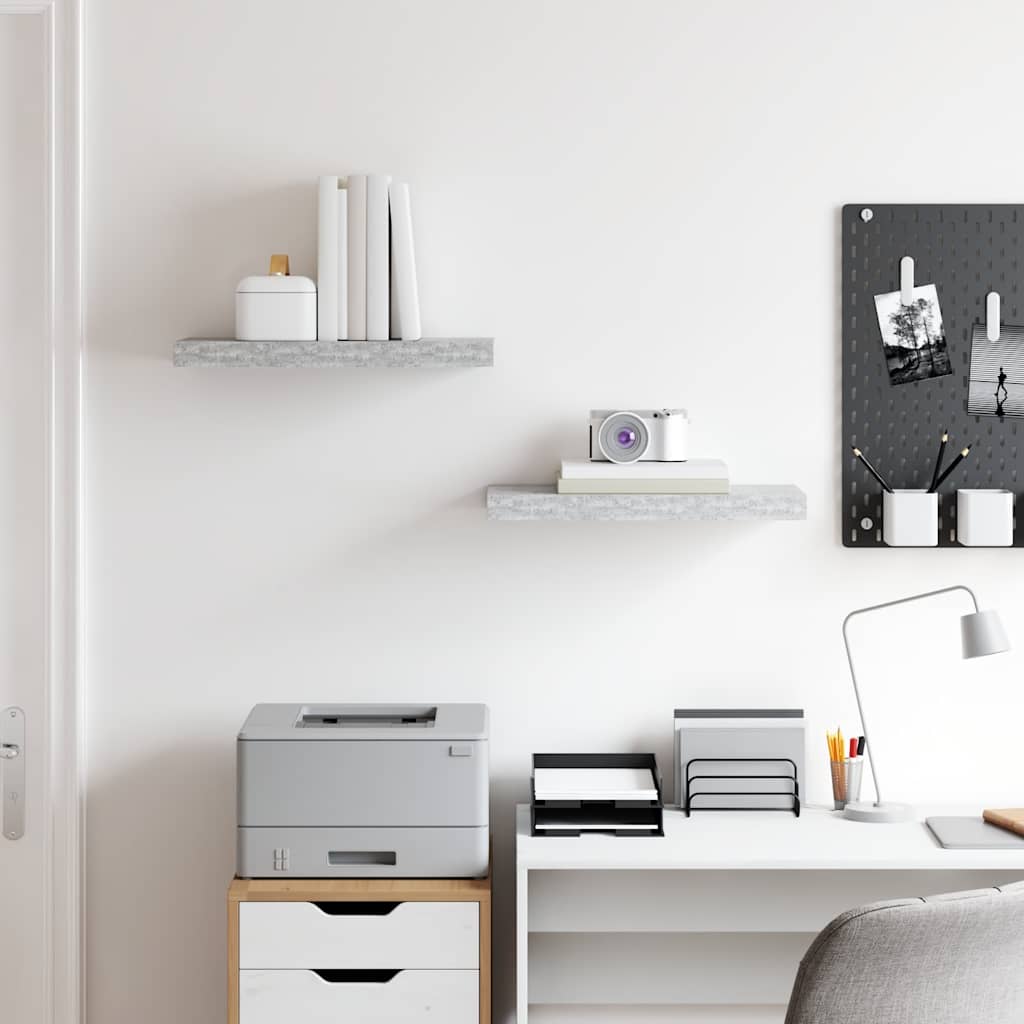 Floating Wall Shelves 2 pcs Concrete Grey 50x23x3.8 cm MDF