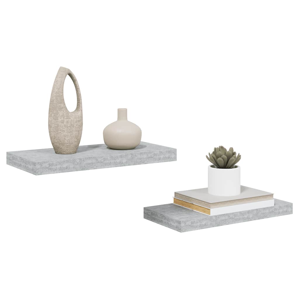 Floating Wall Shelves 2 pcs Concrete Grey 50x23x3.8 cm MDF